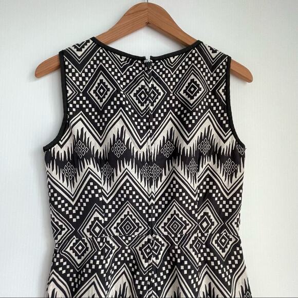 J.Crew diamond okay Aztec geometric sleeveless dress black and cream size 4 - Picture 9 of 12